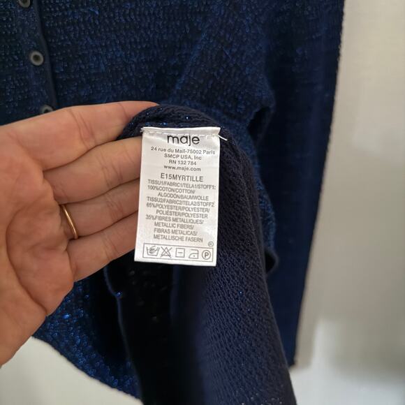 Maje Myrtille Metallic Henley Lurex Jumper Sweater Sz Small - Picture 3 of 5